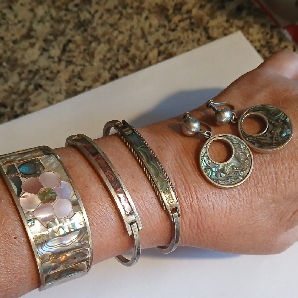 Vintage Alpaca Silver Bracelets And Earrings Lot